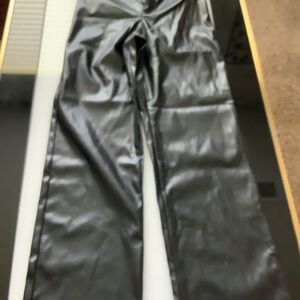 SHEIN Black Faux Leather Trousers